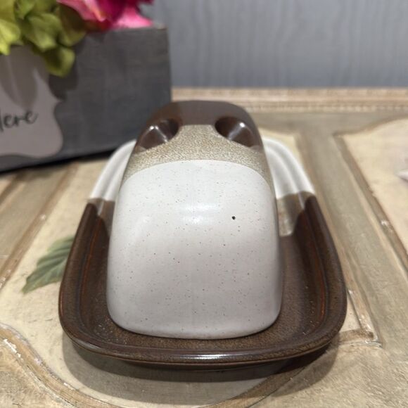 Vintage 70s Mikasa Studio Kiln Stoneware Butter Dish Potters Art Line Ben Seibel - Picture 3 of 14